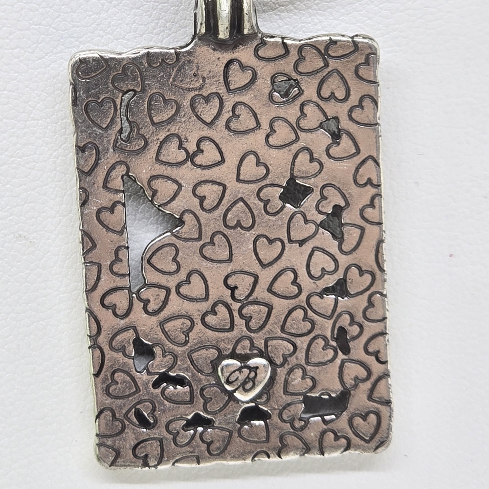 Brighton Braided Leather Necklace With Rectangular floral pendant - Picture 5 of 5